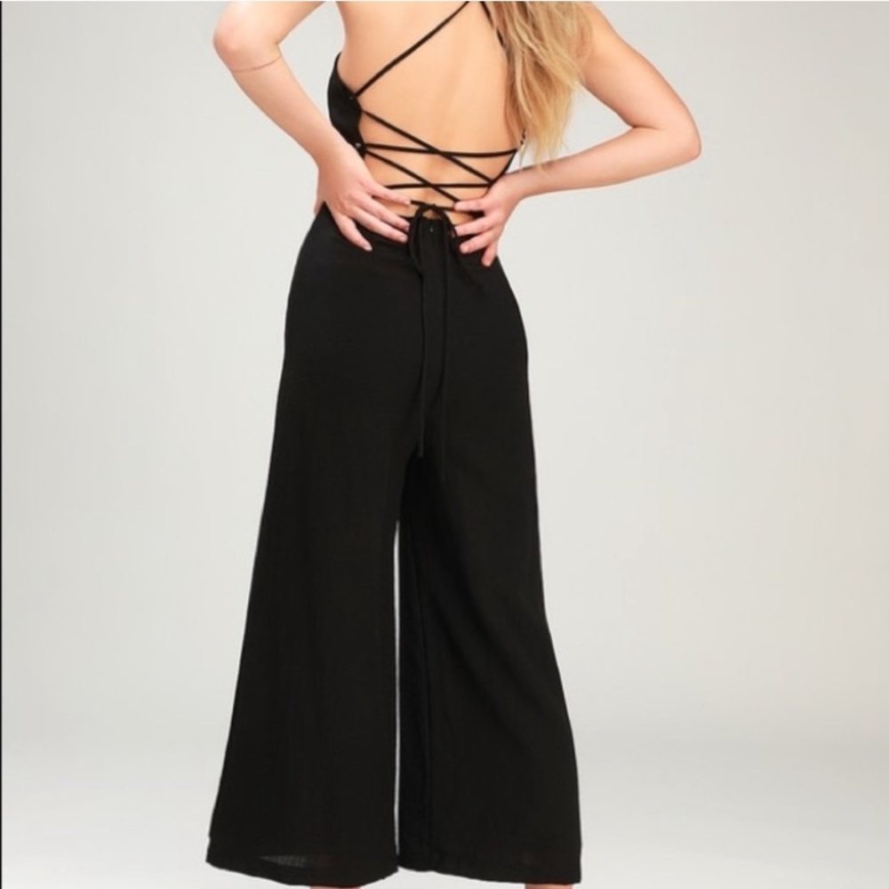 LuLus Black Culotte Jumpsuit